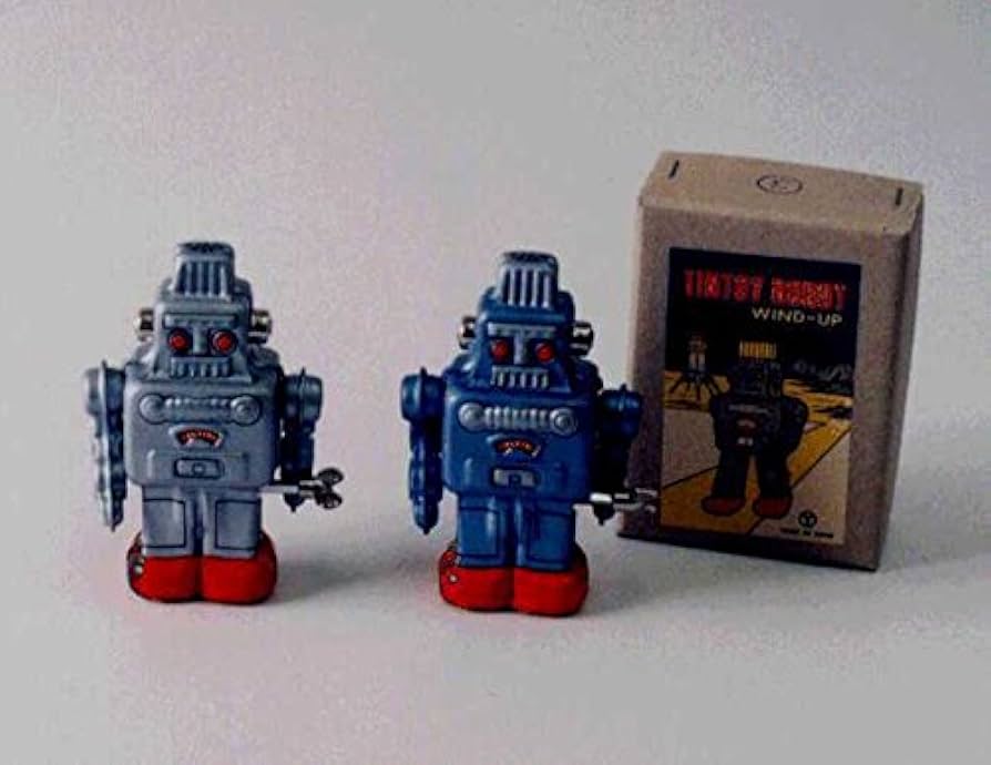 Amazon.co.jp: ブリキのおもちゃ ロボット シルバー (ゼンマイ式歩行