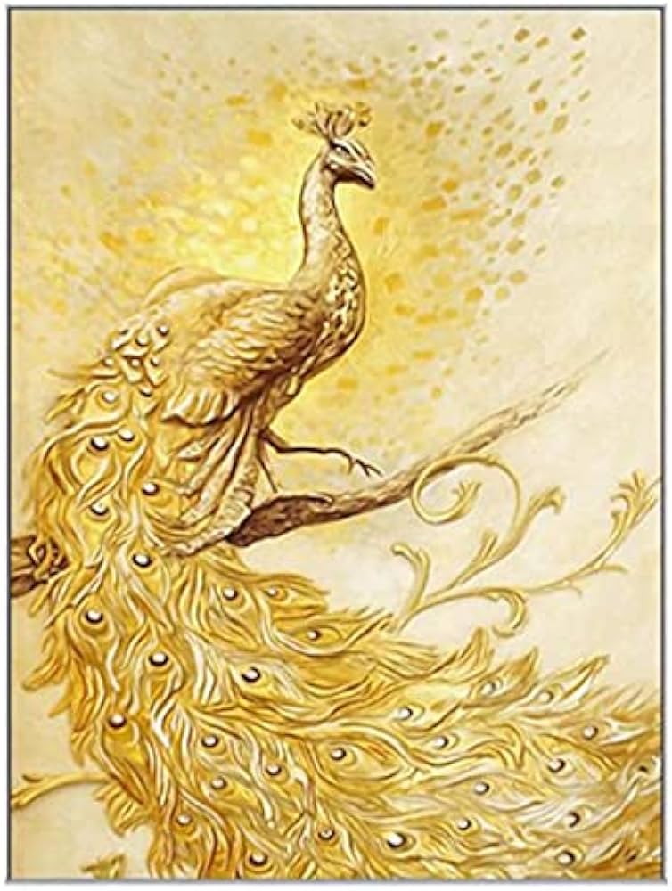 Amazon.co.jp: ポスター絵画 キャンバス写真高級金孔雀壁アートパネル