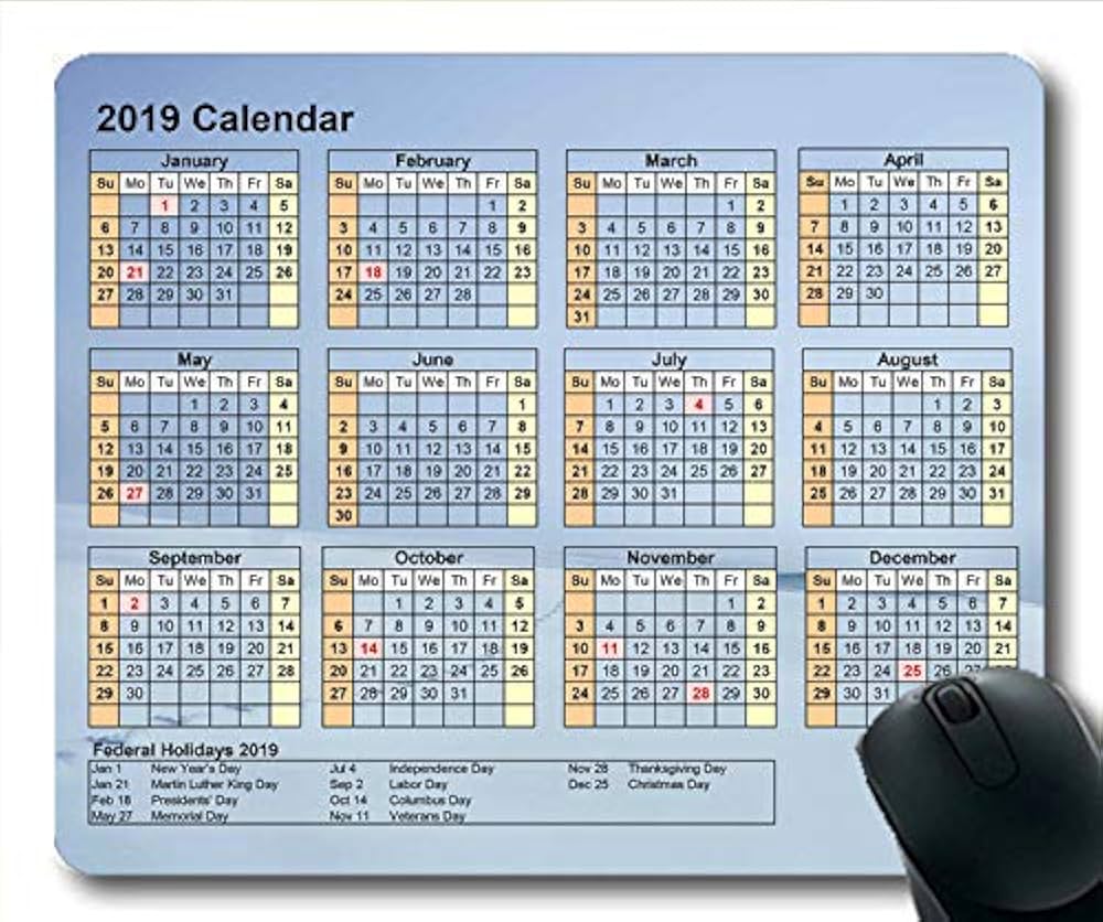 Amazon | 2019 カレンダー マウスパッド 181222-005 220*180*3 mm