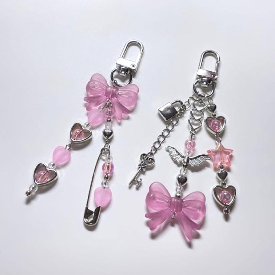 Amazon.co.jp: 韓国 ビーズキーホルダー No.18 ピンク 紫 コレクト