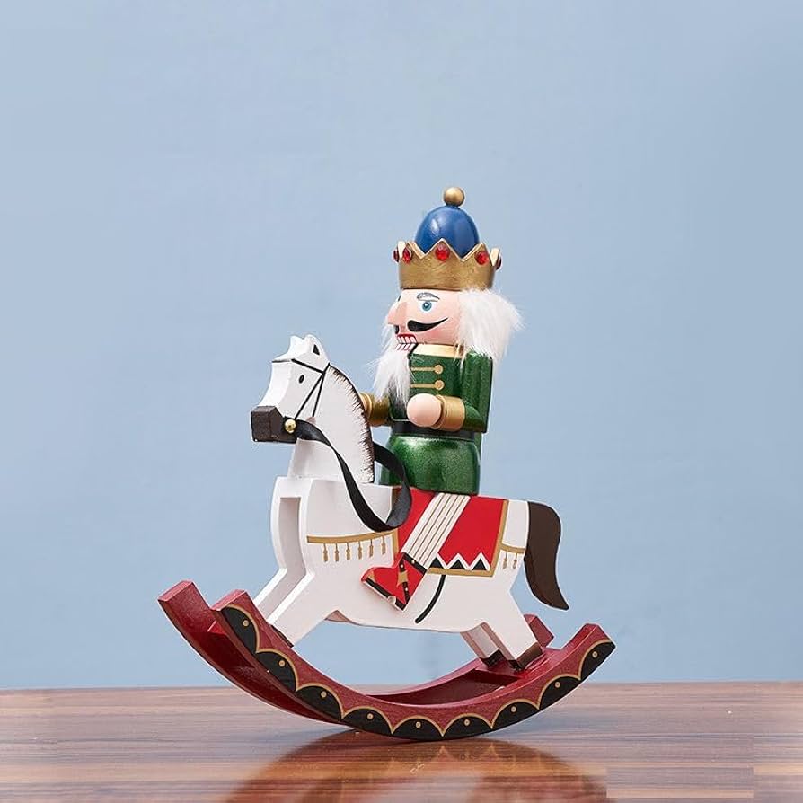 Amazon.co.jp: 置物 木馬にまたがるくるみ割り人形 木製 兵隊と王様