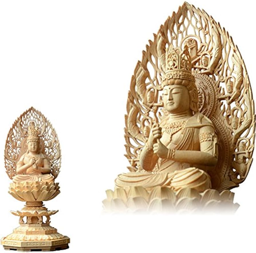 Amazon｜仏縁堂ブランド：仏像【総柘植材・八角飛天光背仏像：大日如来