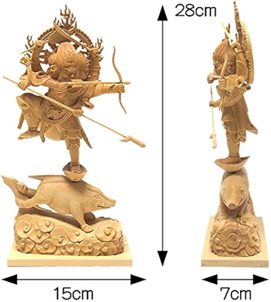 Amazon | 柘植製 摩利支天 28cm 木彫り 仏像 | Ryusho | 仏像