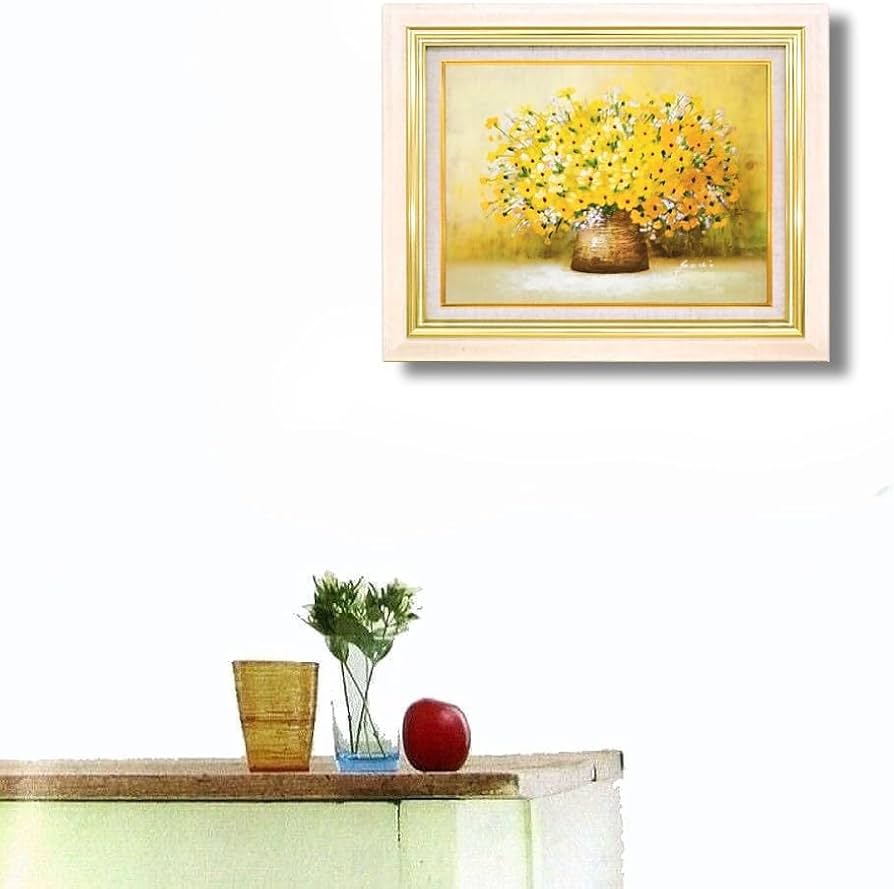 Amazon.co.jp: 木村咲 黄色い小花 F6号 受注制作 油彩画 油絵 静物画