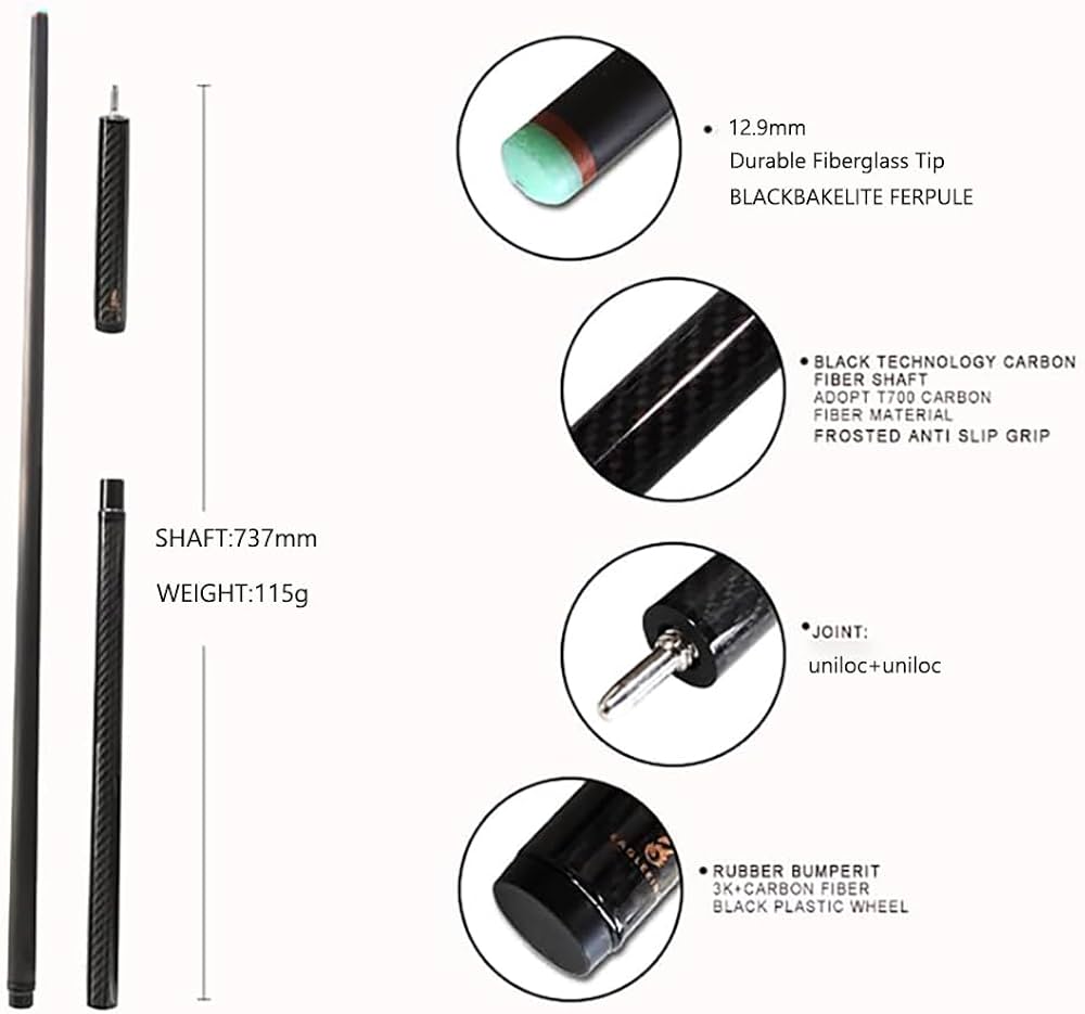 Amazon.co.jp: KHEALING ビリヤード キュー カーボン 電木皮頭 黒電木