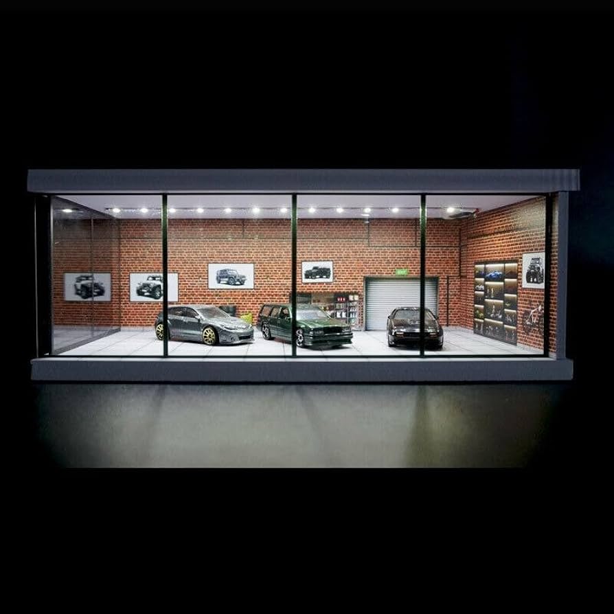 Amazon.co.jp: NUEIOVRW 1/64 ジオラマ カーガレージモデル LED照明