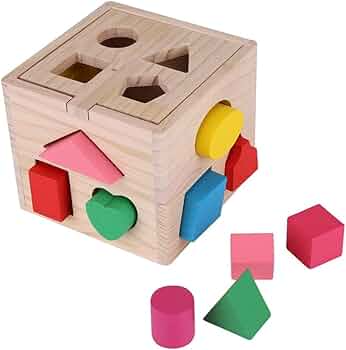 Amazon.co.jp: 木製パズル 型はめ 形合わせ ボックス 幾何学