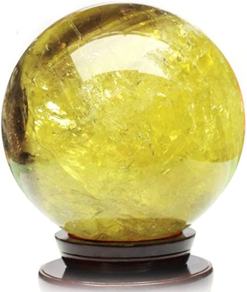 Amazon.co.jp: シトリン 丸玉 黄水晶 Citrine 虹入りシトリン 原石