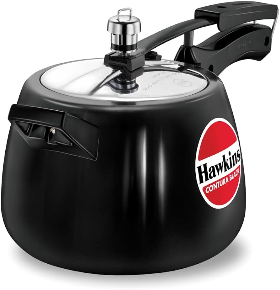 Amazon.com: Hawkins 4 Litre Contura Black Pressure Cooker, Hard