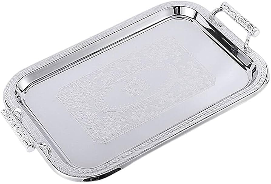 Amazon｜ヨーロッパのレトロな銀のトレイ、装飾的なトレイ、卓上用