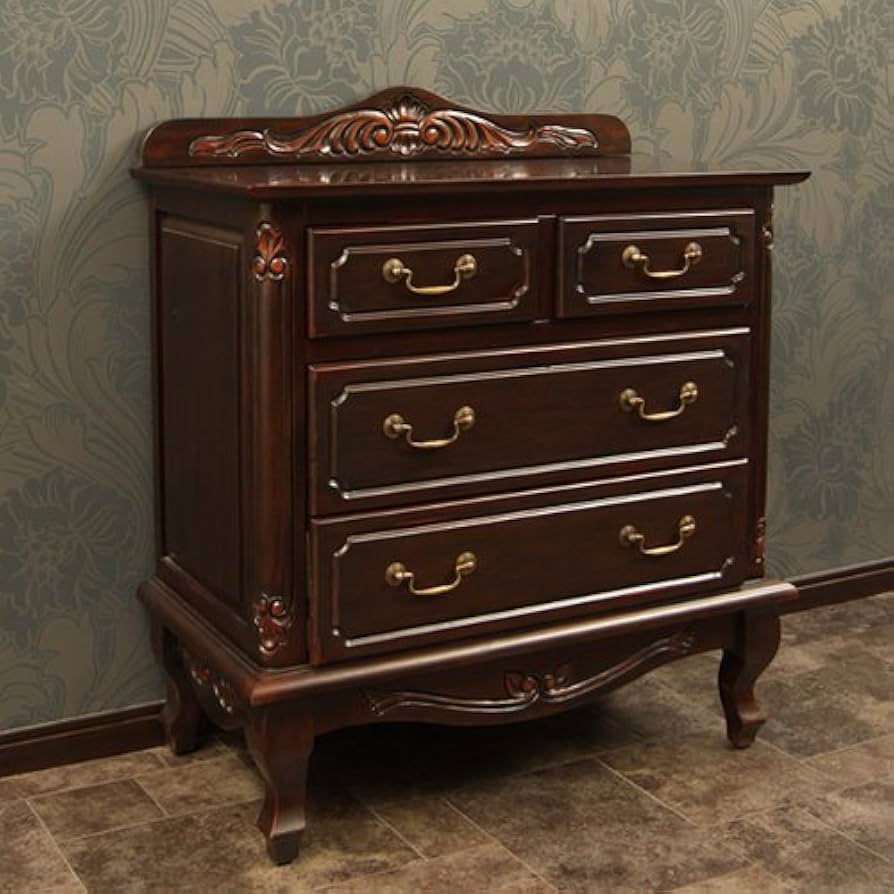 Amazon｜アンティーク調 チェスト 3段 幅75cm/アンティークブラウン