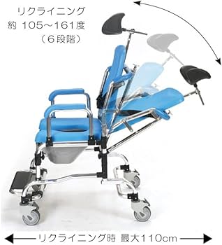 Amazon | 入浴用車いす リクライニングシャワーキャリー コモード付