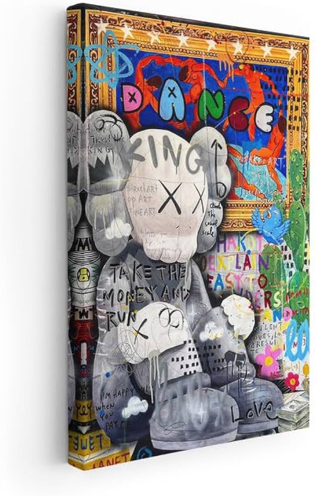 Amazon.com: KAW Banksy Graffiti Framed Canvas Graffiti Poster Pop