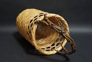 Amazon.co.jp: 竹製 有馬籠 六ツ目編 持手付 花入 花篭 花籠 竹篭 竹籠