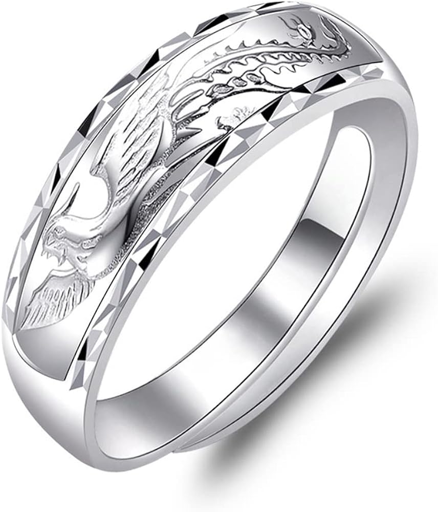 Amazon | [Rockyu] 鳳凰指輪 リング フリーサイズ リング シルバー990