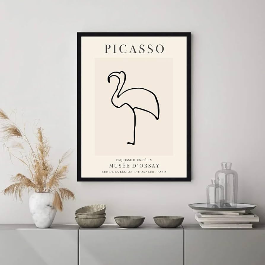 Amazon.co.jp: パブロ・ピカソ・フラミンゴ・ポスター・ミニマリスト