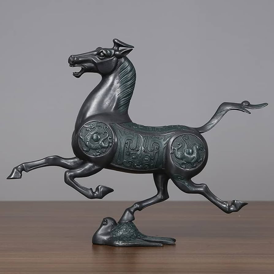 Amazon.co.jp: MOZART 飛翔する燕に乗った馬 真鍮製の干支の馬の置物