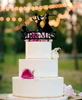 Amazon.co.jp: 面白い釣りウエディングケーキトッパー - ちょっと待っ