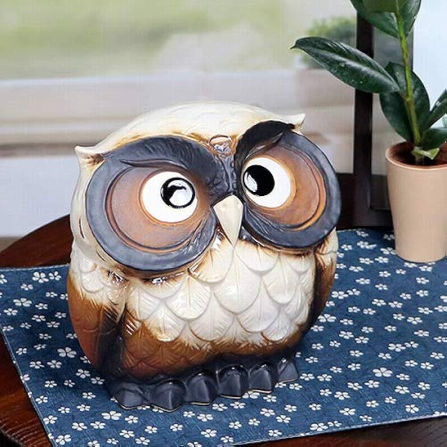 Amazon.co.jp: 信楽焼 ふくろう【7号福多郎フクロウ白 fu-0158】 梟