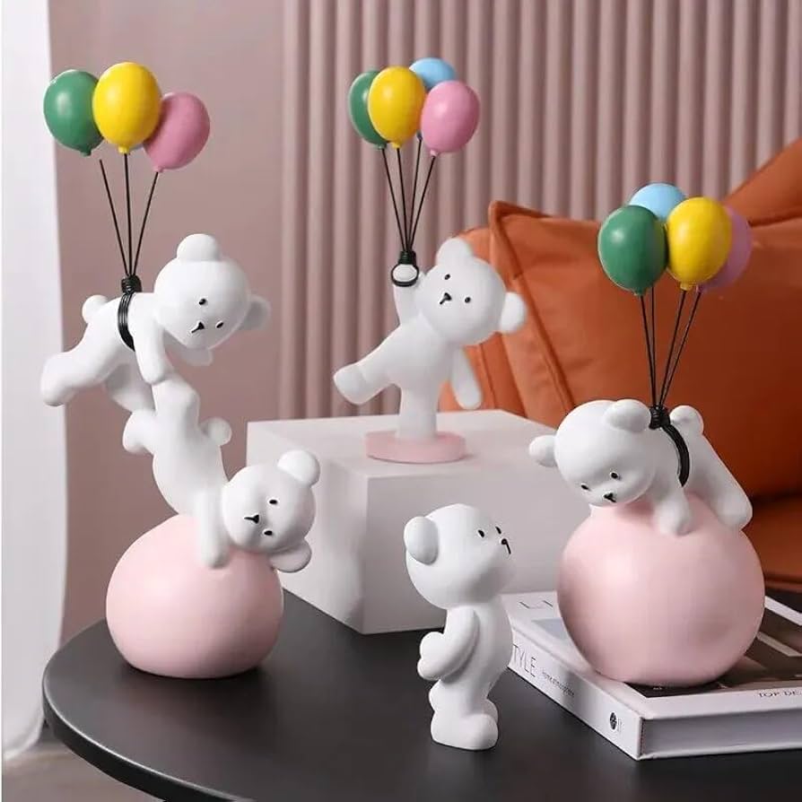 Amazon.co.jp: 漫画バルーンクマ像装飾品かわいい空飛ぶクマの彫刻子供