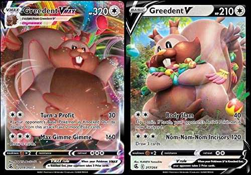 Amazon.com: Greedent V & Vmax Card Set - 218/264 Fusion Strike
