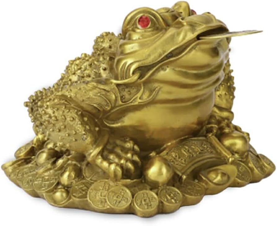 Amazon.co.jp: [AiO JAPAN] 風水 置物 蛙 カエル 古銭咥え 銅製 ライン