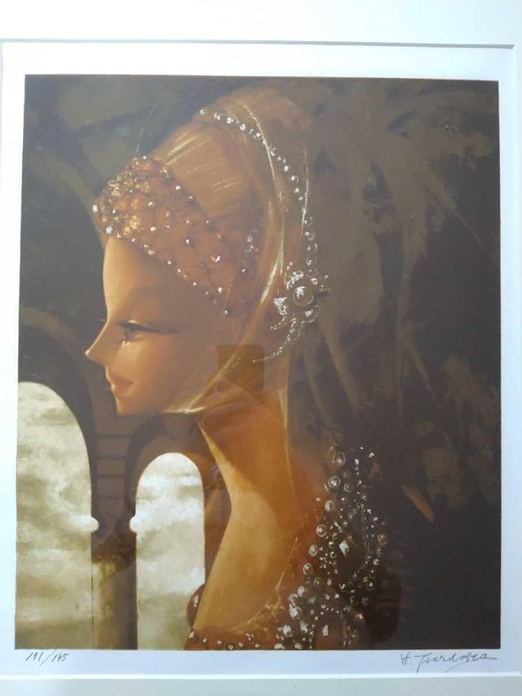 鶴岡義雄マドモアゼルリトグラフ絵画