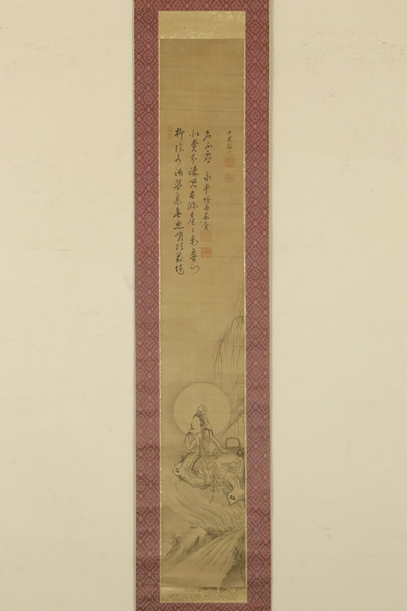 Amazon.co.jp: 【真作小虎落款】掛軸「田能村直入画森田悟由賛観音画賛