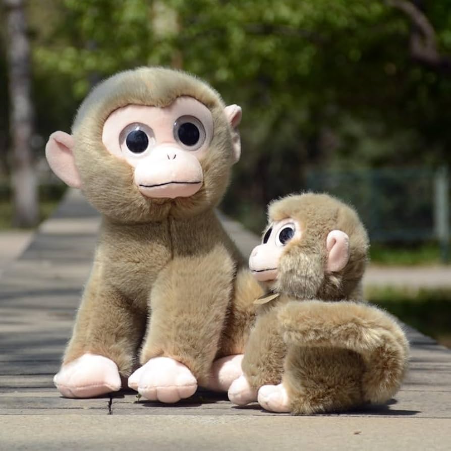 Amazon.co.jp: シミュレーションかわいい大きな目の猿の人形グレー