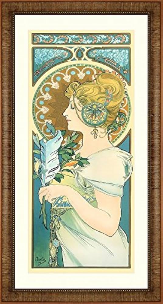 Amazon.co.jp: アルフォンス・ミュシャ『羽根』ジクレー 人物画 女性画