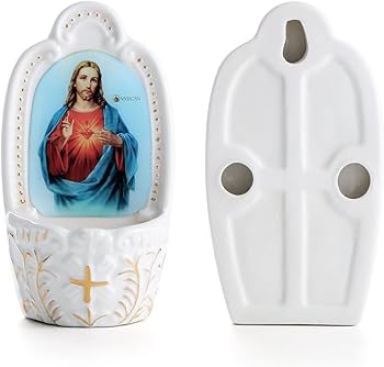 Amazon.com: KOMI Porcelain Catholic Holy Water Font Sacred Heart