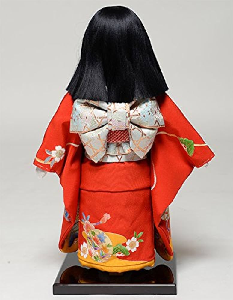 Amazon | 【座り市松】【市松人形】12号市松人形：正絹京染手縫衣裳