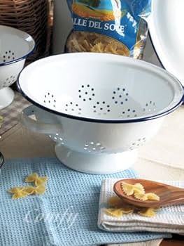 Amazon｜POSH LIVING ホーロー製 水切り用ボウル コランダーL ブルー