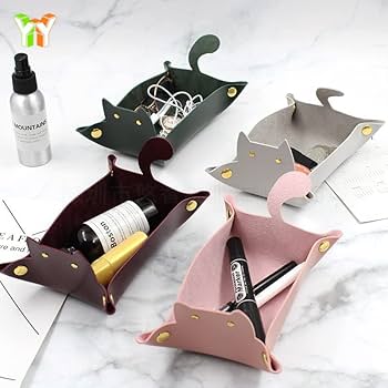 Amazon.co.jp: 小物トレー レザートレー 折りたたみ かわいい 猫 PU