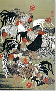 Amazon.co.jp: 掛け軸 掛軸 伊藤若冲（いとうじゃくちゅう）・群鶏図
