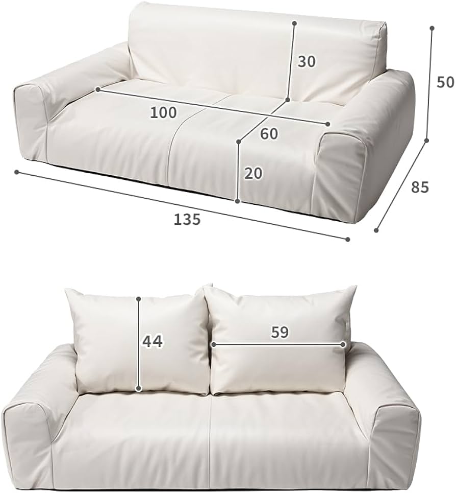 Amazon｜ソファー ローソファー 2人掛け 幅135cm ホワイト レザー