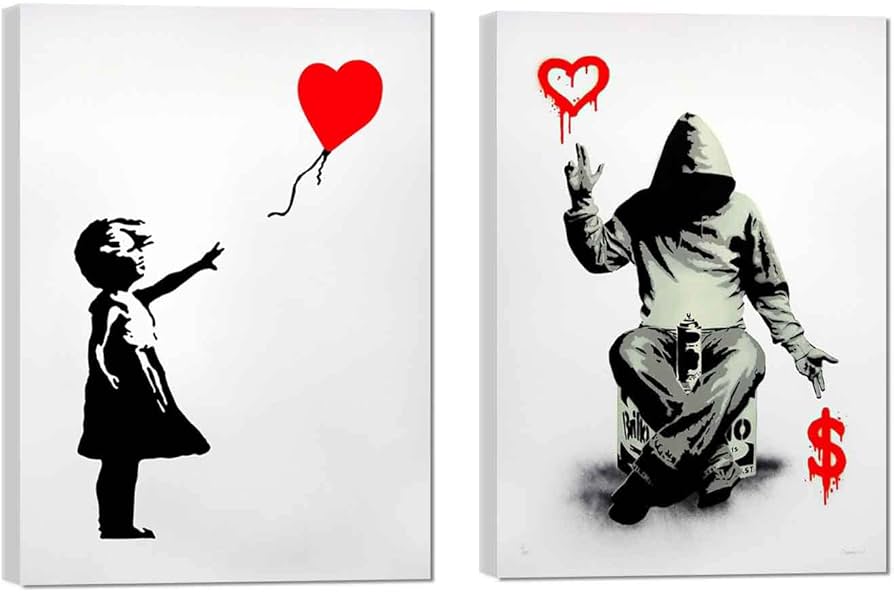 Amazon.co.jp: バンクシー 風船と少女 絵画 愛とお金 ポスター アート