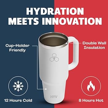 HYV HydroPro 1.2L Insulated Tumbler with Straw | Leakproof Sipper