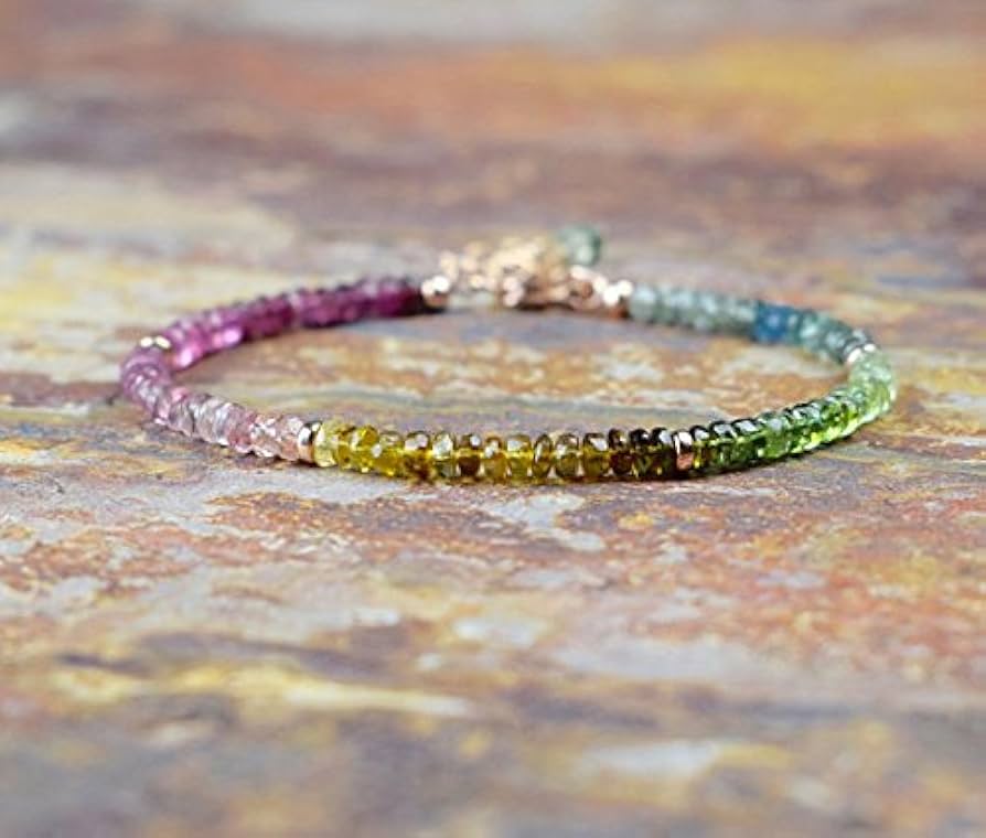 Amazon.co.jp: JP_Beads レインボートルマリンブレスレット オンブレ