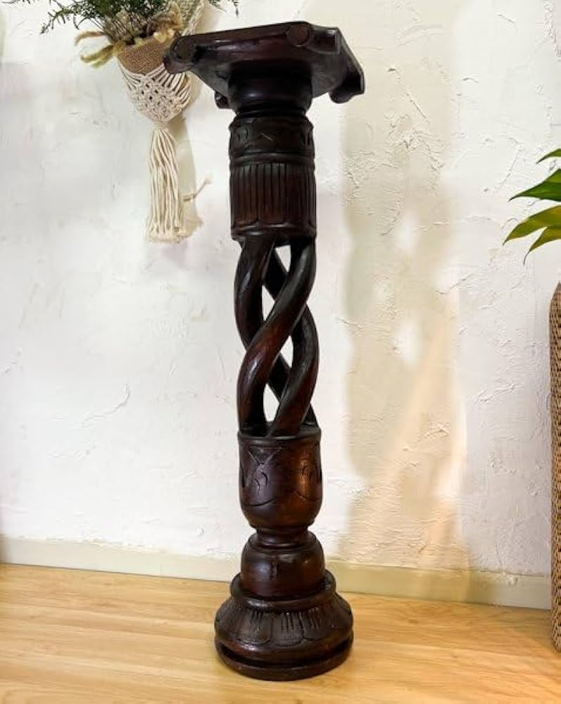 木彫り 天使 フラワースタンド 花台 彫刻 高さ128cm