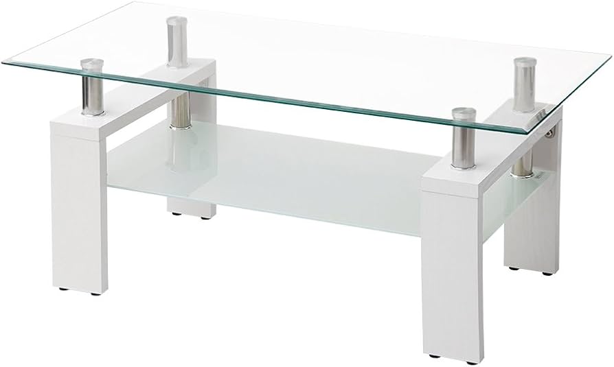 Amazon｜OSJ ガラステーブル コーヒーテーブル 強化ガラス天板 幅88cm