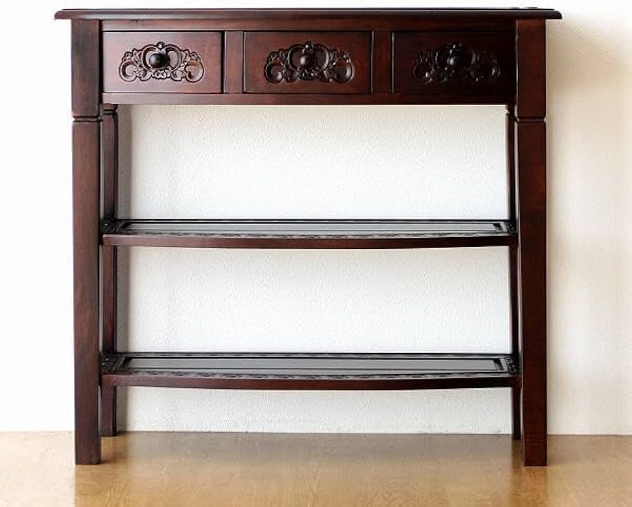 Amazon｜アンティーク 家具 棚 シェルフ コンソールテーブル 電話台