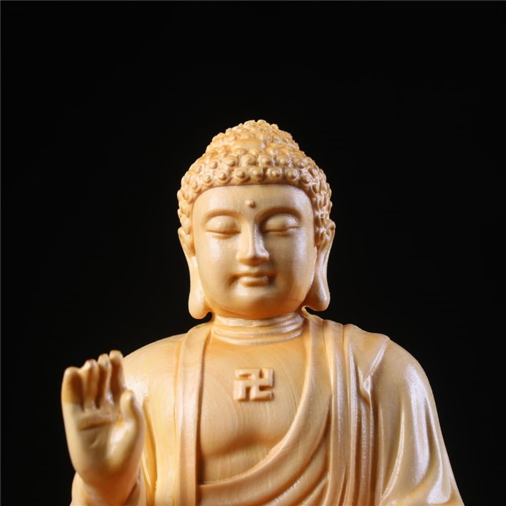 Amazon｜仏像 仏壇仏像 阿弥陀如来像 座っている蓮華 阿弥陀 つげ彫刻