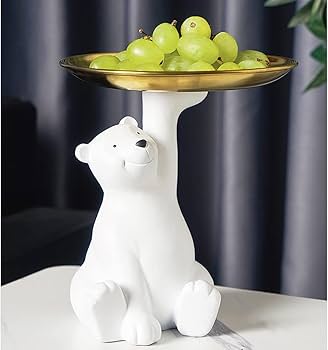 Amazon.com: WAYUTO Resin Polar Bear Sculpture with Metal Tray