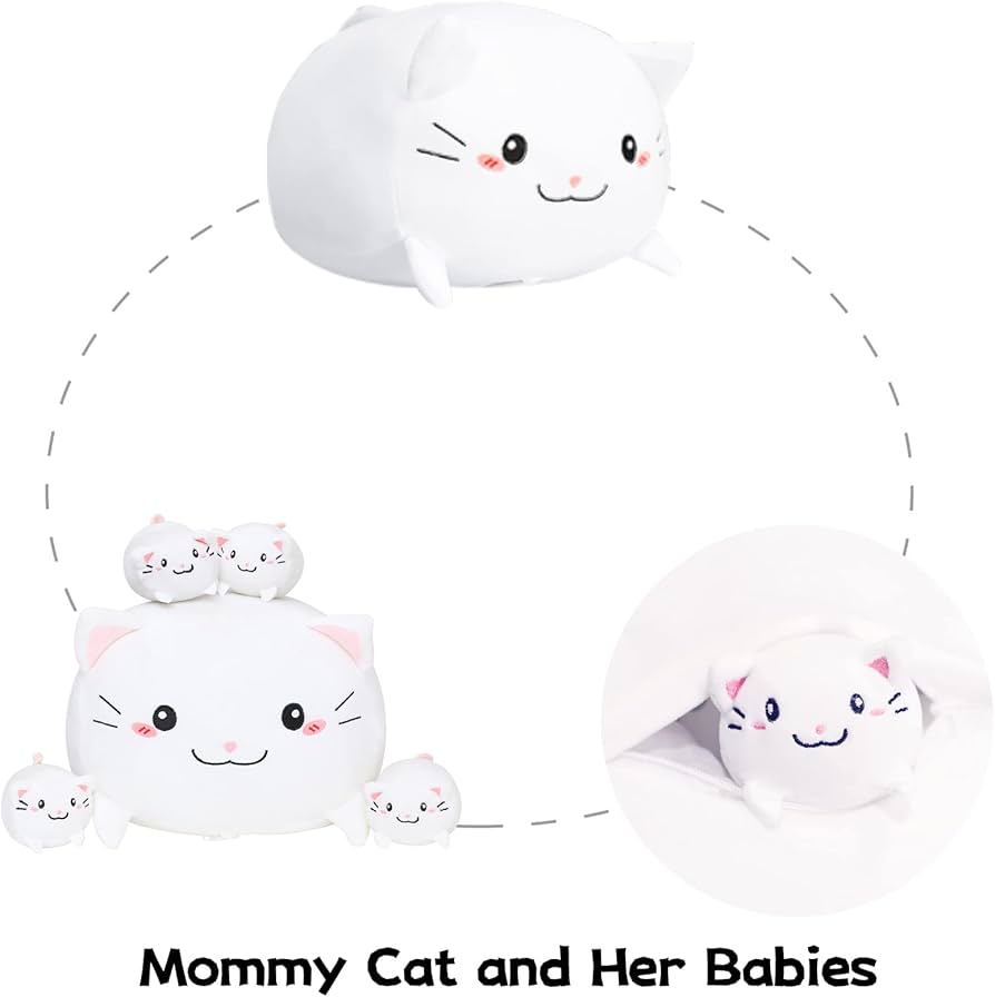 Amazon.co.jp: SQEQE かわいい猫のぬいぐるみ お腹に4匹の赤ちゃん