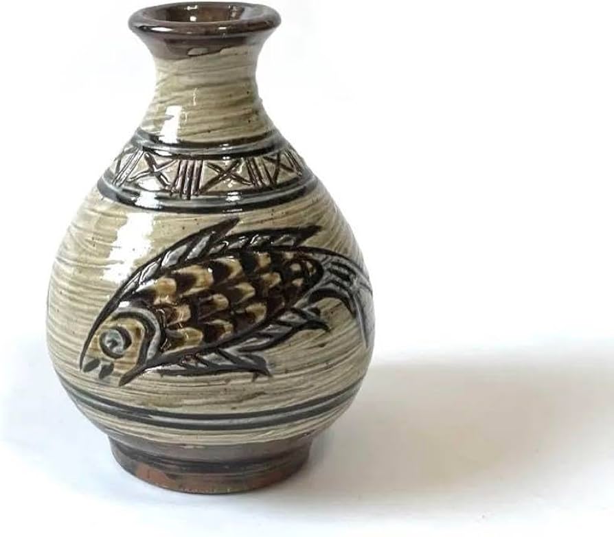 Amazon.co.jp: 陶芸家 作家物 金城吉彦 魚文 徳利 壺屋焼 やちむん