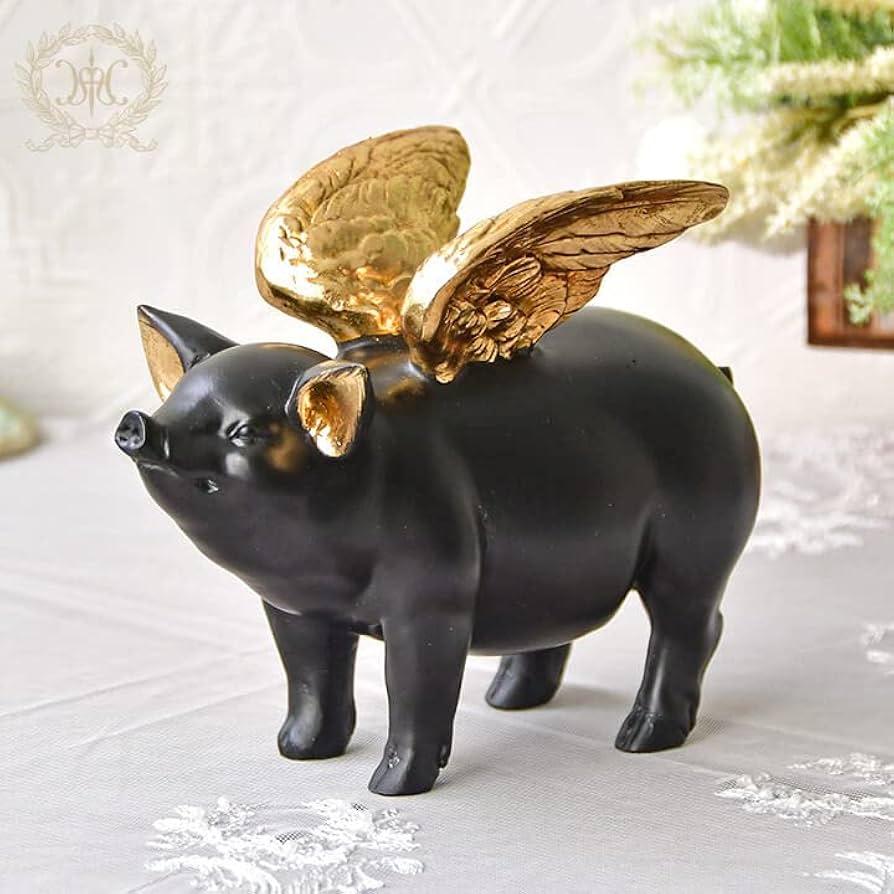 Amazon.co.jp: エンジェルピッグオブジェ ブタ 置物 かわいい お洒落