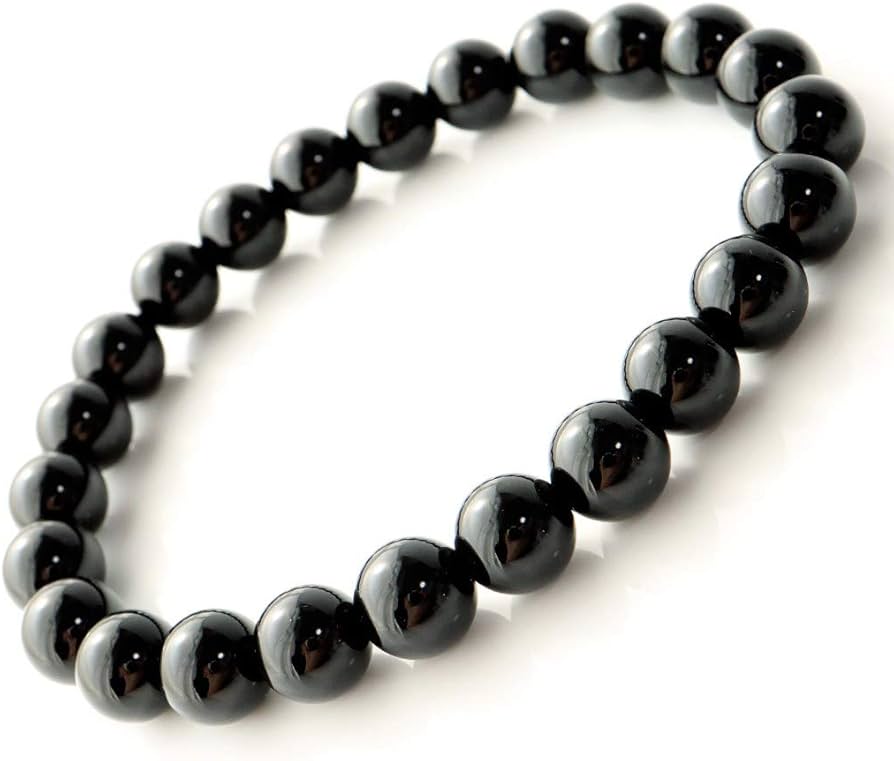 Amazon | [GOLD STONE] モリオン 黒水晶 ブレスレット 8mm チベット産