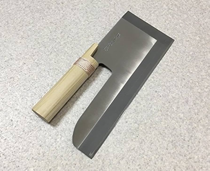 Amazon | ステンレス製 めん切り包丁 「壮次郎27cm」 白木柄 （ 手打ち