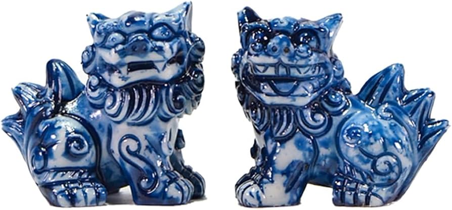 Amazon.co.jp: くば笠屋 シーサー ミニシーサー 獅子 陶器風 ペア 置物